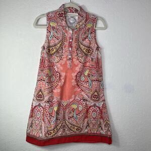 Cino Sleeveless Paisley Print Cotton Tunic A-Line Top Size S Made in India Boho